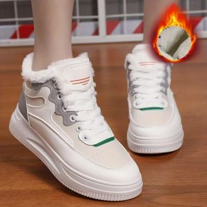 Stivali da donna Blocco color peluche scarpe da pattini interni interni con sneakers ad alta moda sneaker laceup sneaker atletica casual invernale