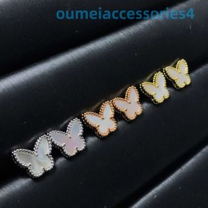 Designer Luxury Brand Jewelry Vanl Cleefl Arpelsstud Earrings Butterfly 925 Pure Silver 18k Gold White Green Pine Lime Beimu Earrings Cnc Precision