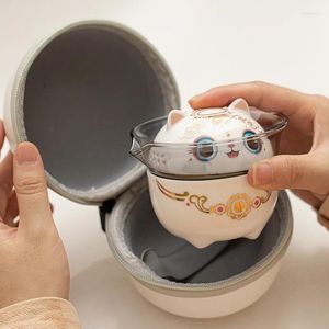 Set di stoviglie Dragon Year Travel Tea Se Teiera in ceramica Tazza da esterno e set Tazza da tè portatile One Three Tazze con borsa