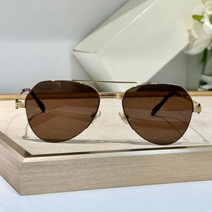 Óculos de sol piloto vintage titânio ouro metal/lentes marrons homens tons verão sunnies lunettes de soleil óculos occhiali da sole uv400