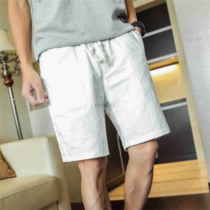 Herren-Shorts, Baumwoll-Leinen, lässige Shorts, weiß, lockeres Gepäck, Sommer-Grifftasche, Herren-Straßenshorts, Alltagskleidung, Pantalones, eng anliegender BH 24323