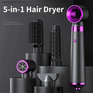 Electric Hair Dryer New 5-in-1 electric hair dryer hot air brush multifunctional straightener negative ion curler hair dryer styling tool set T240323