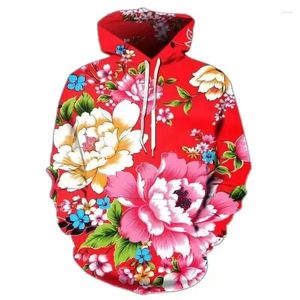 Mäns hoodies sudadera con capucha harajuku para hombre ropa de calle estampado flores rosas a la moda toppar tröja
