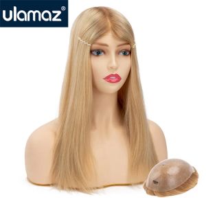 Toppers Iniettato Pelle Pu Topper Per Le Donne 100% Cinese Cuticola Parrucche Dei Capelli Umani di Remy Parrucchino Diritto Serico Per Le Donne Parrucca Spedizione Gratuita