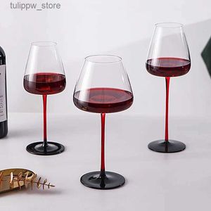 와인 안경 크리스탈 레드 와인 잔 가정 모든 안경 창조적 인 빨간색 꽤 검은 바닥 레드 와인 잔 L240323