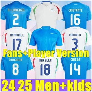 2024 25 Koszulki piłkarskie Italys Italian Jersey Scamacca Immobile Chiesa Football koszule Raspadori Jorginho Verratti Maglia Italiana Kit Kit Mundur