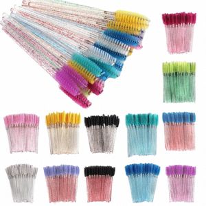 newcome 50pcs/Lot Disposable Crystal Eyel Makeup L Brush Diamd Handle Mascara Wands Eyel Extensi Tool R0eA#