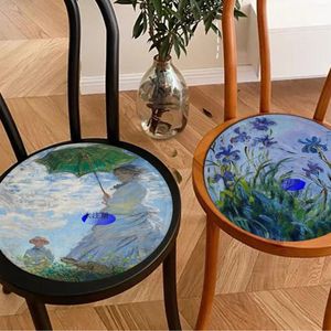 Travesseiro Famoso Monet Canvas Pintura Nordic Round Seat Pad Household Soft Plush Chair Mat Winter Office Bar