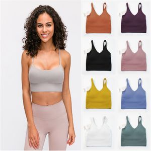 LL Women's Yoga Shock Absorbing Sports Bra Breathable Quick drying Shoulder Strap Chest Pads Tight Fitness Yoga Y Bra U Tank Top Gym Sports Bra