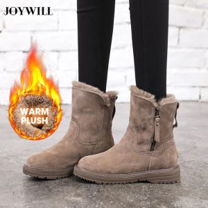 Boots JOYWILL Winter Thickened Snow Boots For Women Plus Velvet Warm Women's Boots Outdoor Lightweight Comfortable Flat Short Boots