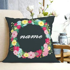 Pillow Personalised Case Custom Wreath With Name Cover Home Decor Birthday Holiday Gift For Family Friends