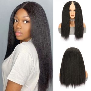 Wigs 26 Inch U Part Wig Soft Yaki Straight Synthetic Hair Like Real Hair Glueless V Part Half Wigs for Black Women Wear and Go