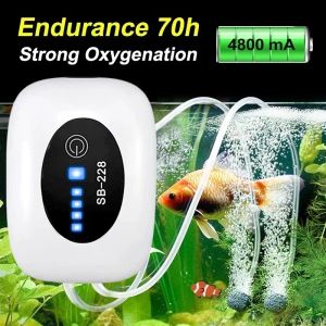 Tillbehör 4800mAh EU Aquarium Oxygen Pump Compressor Fish Tank USB RECHARGABLE LITA PORTABLE avgassuper Super Silent inomhus utomhusfiske