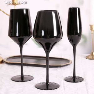 Şarap Gözlükleri Nordic Creative Home Siyah kurşunsuz kristal cam şampanya fincan şarap cam ışık lüks retro çok amaçlı şarap bardakları l240323