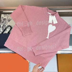 Marca de luxo unissex amis designer redondo malhas moletom amante a linha pequena camisola vermelha masculina feminina moda coreana um padrão de coração pescoço hoodie 69