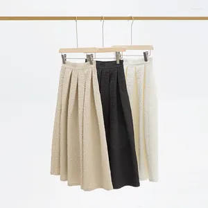 스커트 2024 스프링 폴리 에스테르 캐주얼 A- 라인 자연 요인 Broadcloth Women Skirt