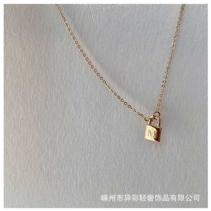 Letter necklace womens trendy net red ins cold wind niche design simple small lock decoration clavicle chain accessories