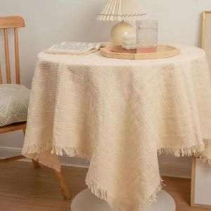Table Cloth Beige Retro Knitted Long Tea Dining Cover Sofa Simple And High-end Birthday Decoration LMDAN116