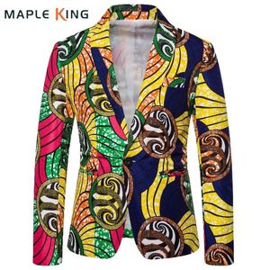 Ethnic Style Multicolor Printed Blazers for Men African Clothing Linen Elegant Ternos Social Masculino Mens Suits Jackets 240313