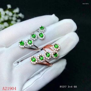 Klusterringar kjjeaxcmy boutique smycken 925 sterling silver inlagd naturlig grön diopside ädelsten kvinnlig ring present födelsedagsfest bröllop bröllop