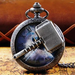 Pocket Watches Hammer Embossed Design Personalized Gray Quartz Watch For Men Half Pendant With Chain Male Gift