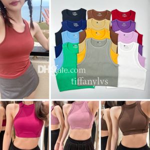 Underwear Running Tank Top Summer Ribbed Yoga Clothing Running Fitness Sports Vertical Stripe Quick Dry Threaded Tank Top Womens Round Neckline Camisole