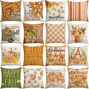 Pillow Thanksgiving Decorative Cover 45x45cm Pillowcase Pumpkin Farmhouse Home Decorations Holiday Party Supplies