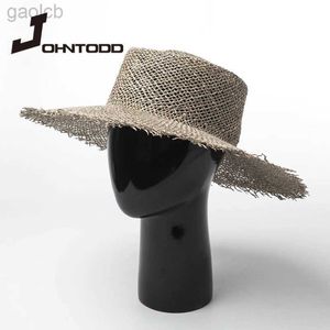 Wide Brim Hats Bucket Hats New Summer Hat Womens Wide Brim Breathable Green Straw Hat French Hollow Cool Travel Resort Beach Sun Hat Wide Brim Hat 24323