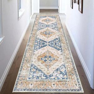 Carpets Hallway Runner Rug Vintage Machine Washable Soft Wear Resistant Non-slip Carpet Indoor Entryway For Long