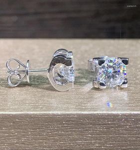 Ohrstecker nach Maß, 14 Karat Weißgold, für Damen, 0,5 1 2 3 Karat, runder Moissanit-Diamant, Geschenk für Hochzeit, Jahrestag, Verlobung, Party