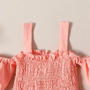 Mädchenkleider Kupretty Kleine Kinder Kleinkind Mädchen Sommerkleid Solide Kurzarm Schulterfrei Rüschen Gerafft Prinzessin