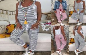 Nya plusstorlek kvinnliga band DUNGAREES HAREM RAND Pant Loose Jumpsuit baggy randiga byxor overaller Summer Casaul Pants3173004