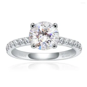 クラスターリング女性用ラボダイヤモンドエンゲージリングラウンドカット1.5ct 925スターリングシルバーDカラーVVS1ウェディングバンドジュエリー