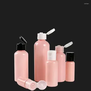 Storage Bottles 50/100pcs Empty 10-100ml Lotion Bottle Plastic Flip Lid PET Pink Cosmetic Sample Container Mini Travel Fill Liquid Vial