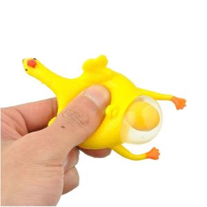 Giocattolo di decompressione Carino pollo uova galline ovaiole portachiavi palla affollata creativo divertente parodia gadget ingannevoli portachiavi con portachiavi Nov Dh6Zl