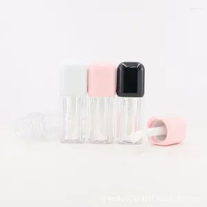 Förvaringsflaskor 100 st 6 ml stor borste tom läppglansrör transparent flaskplast makeup rosa vita läppglans läppstift