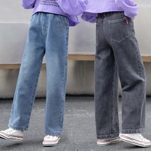 Jeans For Girls Patchwork Kids Letter Patern Casual Style Children Clothes 6 8 10 12 14 years 240318