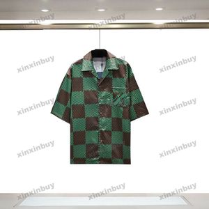 Xinxinbuy Мужская дизайнерская футболка 2024 Италия Шахматная сетка Наборы для печати букв с длинным рукавом из хлопка женские серые, черные, синие S-2XL