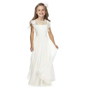 Crossbrander Childrens Odzież z Europy i Ameryki Dress Wedding Dress Girls Koronki Dziewczyny urodzinowe Chifono Flower Girl 240309