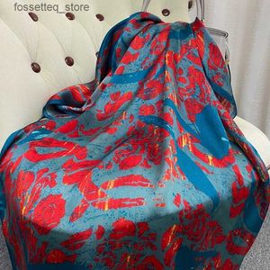 مناديل ٪ نقي الحرير وشاح La Luxury Clickerchief Real Silk Long Shls Women Neckscarf Headscarf Fourard Femme Bage Accessory L240322