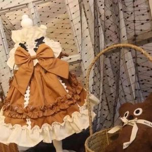 Dog Apparel Maillard Style Lolita Princess Dress Small Clothes Big Bowknot Lacing Design Clothing Cat Festival Party Pet Products