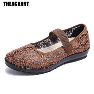 Flats Theagrant National Style Mesh Women Flat Schuhe Frühling ethnisch geschnittene Lady Drive Walk Schuhe flache lässige Mary Janes WFS3009