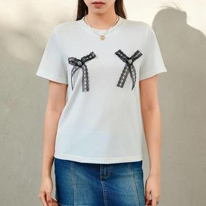 Женские футболки Женщины Крушковые луки в летнем футболке с коротким рукавом для летни
