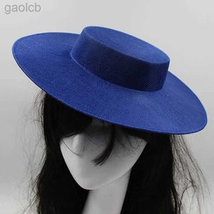 Breda randhattar hink hattar damer fascinatorer millery hatt bas party bröllop falsk sinamy hatt bred grim diy kentucky bibi hår tillbehör 24323