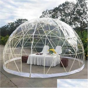 Tält och skyddsrum 12ft transparent trädgård igloo clear geodesic house kupol för utomhus el droppleverans sport utomhus cam vandring dhl50