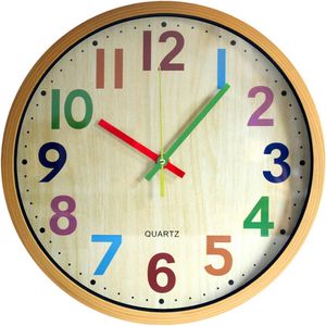 12 Inch Easy to Read Silent Non-Ticking Colorful Battery Operated Clock,for Bedroom,Living Room,Kitchen,Office,School Classroom