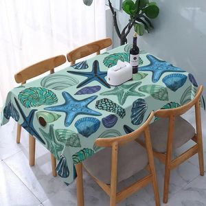 Toalha de mesa retangular azul marinho, toalha de mesa náutica estrela do mar, decorações para festas de fim de ano, tecido à prova d'água, decoração para casa, jantar e cozinha