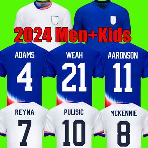 PULISIC Copa 2024 Camisas de futebol AARONSON DEST WEAH ACOSTA McKENNIE 24 25 FERREIRA REYNA MORGAN USAS camisa de futebol RAPINOE DUNN jerseys homens uniformes kits infantis conjuntos