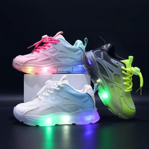 신발 어린이 스포츠 슈즈 2023 여름 새 그물 신발 통기성 LED LIGHT LIGHT NET SURPAN
