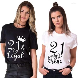 Women's T Shirts Girls Clothing 21st Birthday T-Shirts For Women 21 och Legal Shirt Party Squad Tshirts Tops Turning Tee Femme